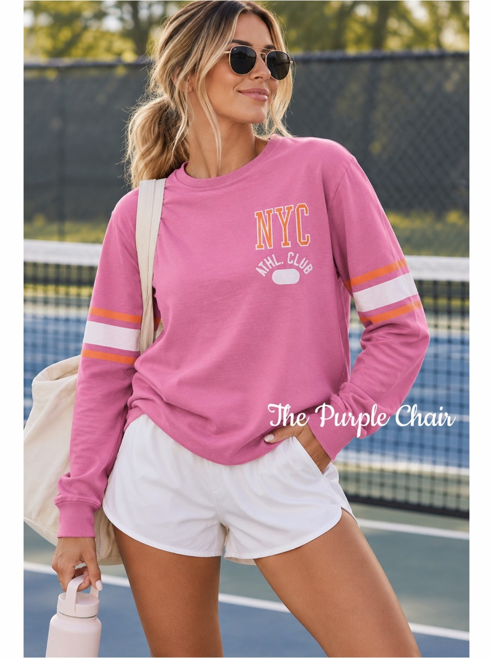 NWT Retrobrand Free People Pink Sporty NYC Athletic Club Long Sleeve T-Shirt M
